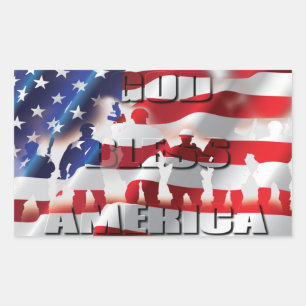 Patriotic God Bless America American flag Rectangular Sticker