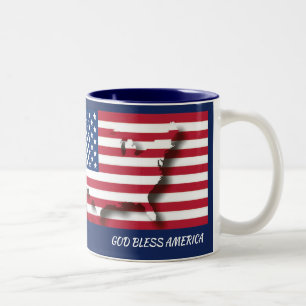 Patriotic GOD BLESS AMERICA Christian Two-Tone Coffee Mug