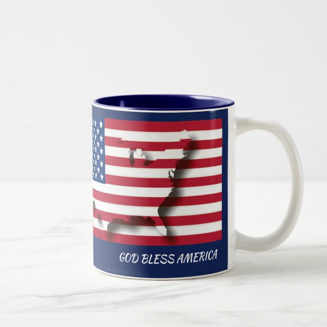 Patriotic GOD BLESS AMERICA Christian Two-Tone Coffee Mug (Right)