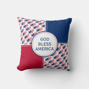 Patriotic GOD BLESS AMERICA Flag Cushion