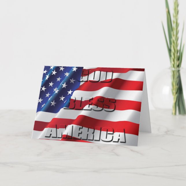 Patriotic God Bless America On The American Flag Card (Front)