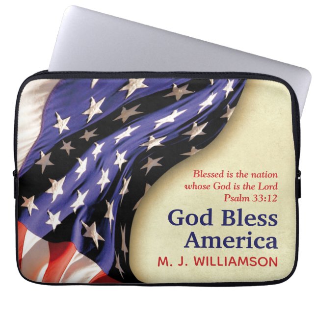 Patriotic GOD BLESS AMERICA Personalised Laptop Sleeve (Front)