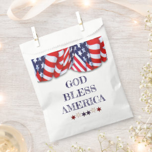 Patriotic God Bless America Red White Blue Bunting Favour Bag