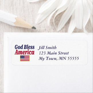 Patriotic God Bless America Return Address Label