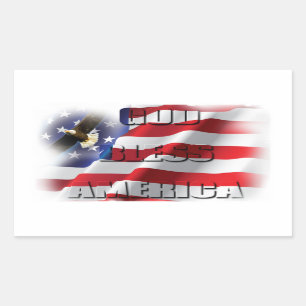 Patriotic God Bless America Soaring Eagle Rectangular Sticker