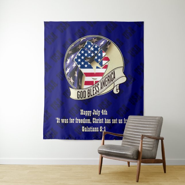 Patriotic GOD BLESS AMERICA Tapestry (In Situ)