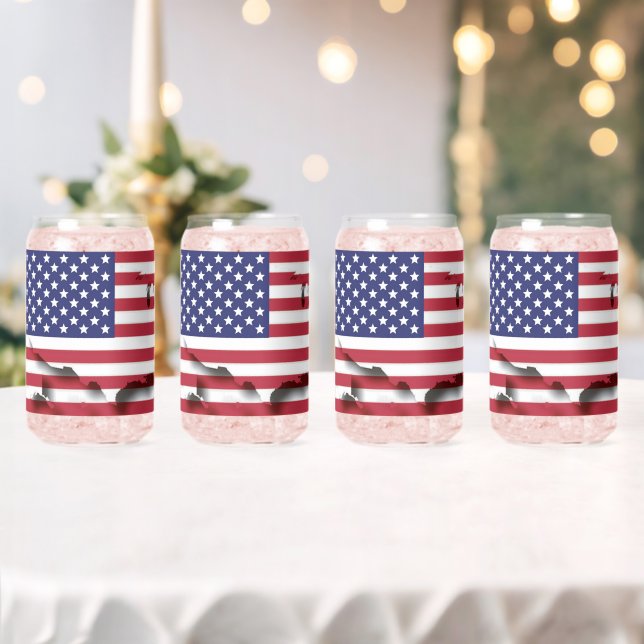 Patriotic GOD BLESS AMERICA USA Flag Can Glass (Insitu (Wedding))