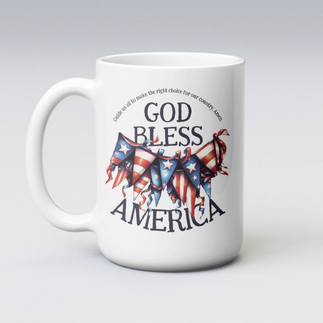 Patriotic God Bless America Voters Prayer Bunting Coffee Mug (Creator Uploaded)