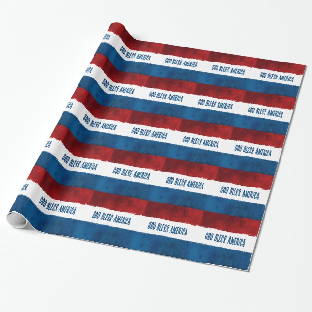 Patriotic God Bless America Wrapping Paper (Unrolled)