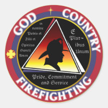 Patriotic God Country Firefighting Circular Logo