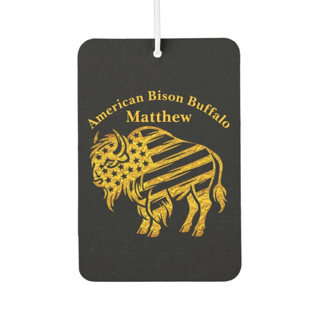 Patriotic Gold Bison Design Car Air Freshener (Front)