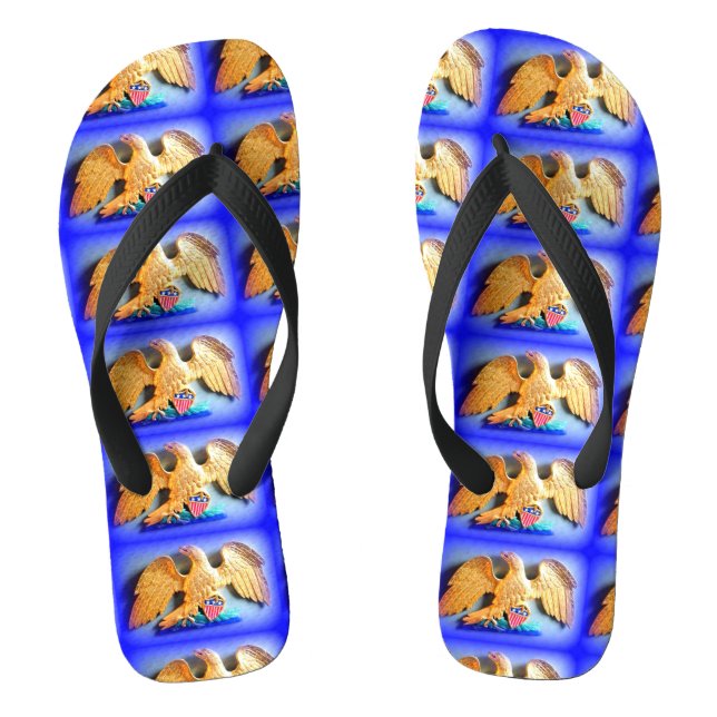 patriotic gold eagles  blue thongs (Footbed)