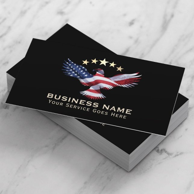 Patriotic Gold Stars USA Bald Eagle Military Business Card (Creator Uploaded)