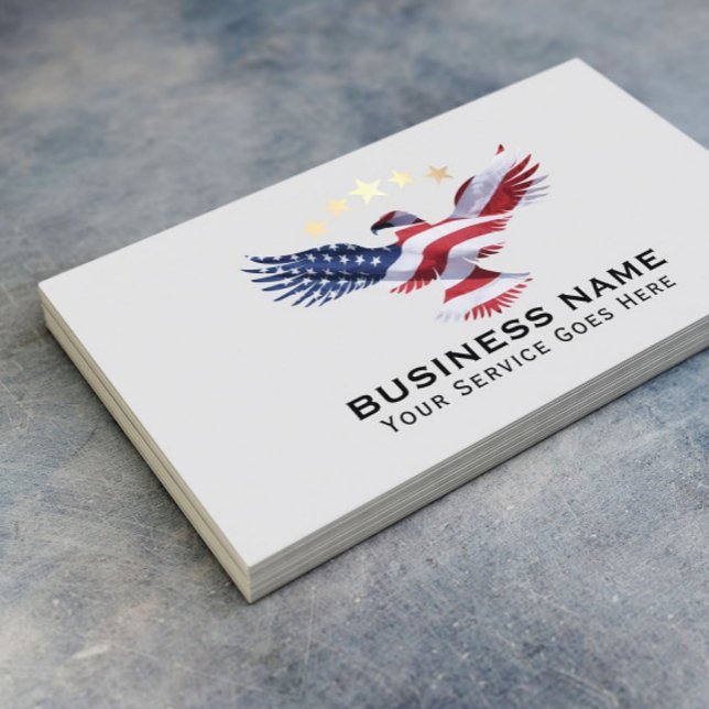 Patriotic Gold Stars USA Bald Eagle Military Plain Business Card (Creator Uploaded)