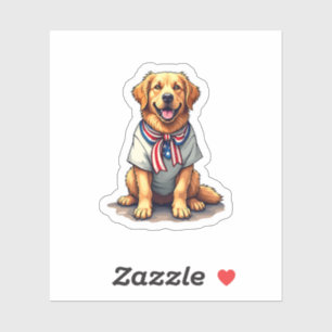 Patriotic Golden Dog Vintage Engraving Shirt 2