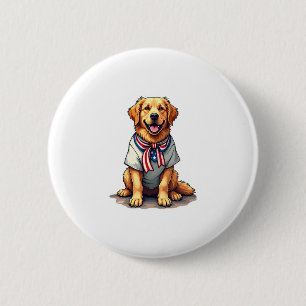 Patriotic Golden Dog Vintage Engraving Shirt 2 6 Cm Round Badge