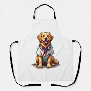 Patriotic Golden Dog Vintage Engraving Shirt 2 Apron