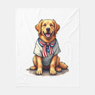 Patriotic Golden Dog Vintage Engraving Shirt 2 Fleece Blanket