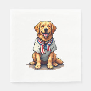 Patriotic Golden Dog Vintage Engraving Shirt 2 Napkin