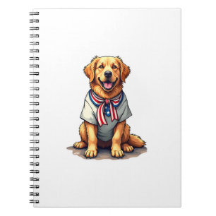 Patriotic Golden Dog Vintage Engraving Shirt 2 Notebook