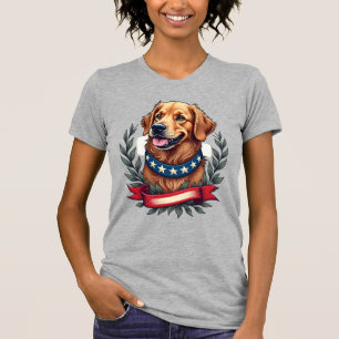Patriotic Golden Retriever Americana Art Tee 2