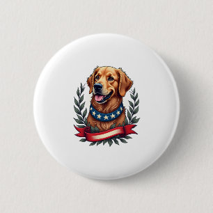 Patriotic Golden Retriever Americana Art Tee 2 6 Cm Round Badge