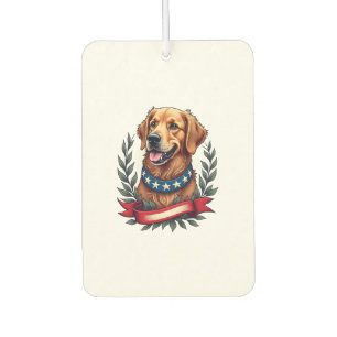 Patriotic Golden Retriever Americana Art Tee 2 Car Air Freshener