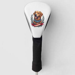Patriotic Golden Retriever Americana Art Tee 2 Golf Head Cover