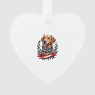 Patriotic Golden Retriever Americana Art Tee 2 Ornament