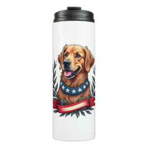 Patriotic Golden Retriever Americana Art Tee 2 Thermal Tumbler