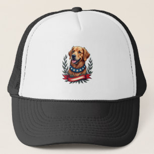 Patriotic Golden Retriever Americana Art Tee 2 Trucker Hat