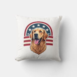 Patriotic Golden Retriever Arc Layout Shirt 2 Cushion