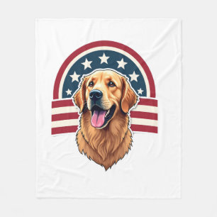 Patriotic Golden Retriever Arc Layout Shirt 2 Fleece Blanket