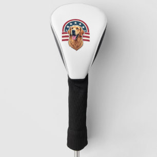 Patriotic Golden Retriever Arc Layout Shirt 2 Golf Head Cover