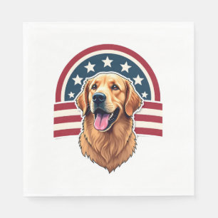 Patriotic Golden Retriever Arc Layout Shirt 2 Napkin