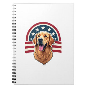 Patriotic Golden Retriever Arc Layout Shirt 2 Notebook