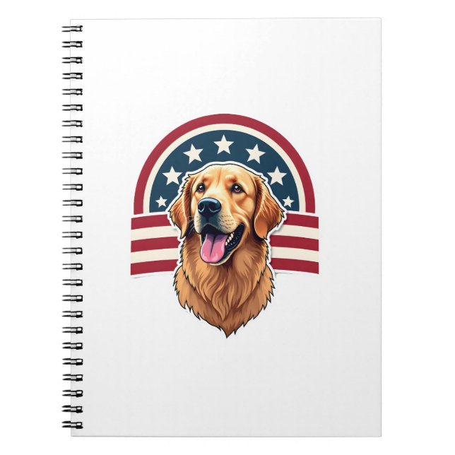 Patriotic Golden Retriever Arc Layout Shirt 2 Notebook (Front)