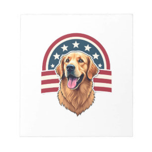 Patriotic Golden Retriever Arc Layout Shirt 2 Notepad