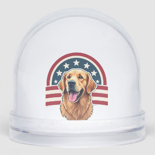Patriotic Golden Retriever Arc Layout Shirt 2 Snowglobe