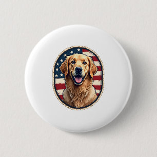 Patriotic Golden Retriever Badge Vintage Tee 4