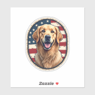 Patriotic Golden Retriever Badge Vintage Tee 4