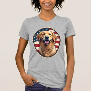 Patriotic Golden Retriever Badge Vintage Tee 4