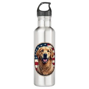 Patriotic Golden Retriever Badge Vintage Tee 4 710 Ml Water Bottle