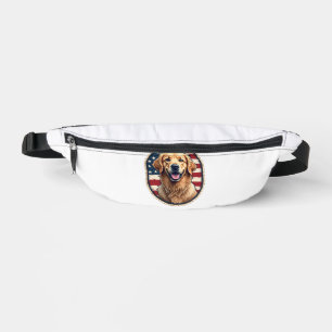 Patriotic Golden Retriever Badge Vintage Tee 4 Bum Bags