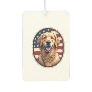 Patriotic Golden Retriever Badge Vintage Tee 4 Car Air Freshener