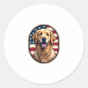 Patriotic Golden Retriever Badge Vintage Tee 4 Classic Round Sticker