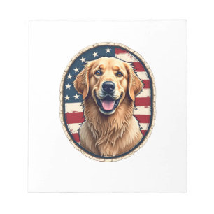 Patriotic Golden Retriever Badge Vintage Tee 4 Notepad