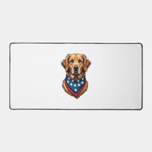 Patriotic Golden Retriever Bandana Vintage Tee 4 Desk Mat