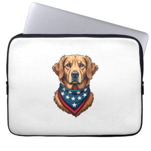 Patriotic Golden Retriever Bandana Vintage Tee 4 Laptop Sleeve