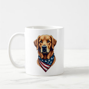 Patriotic Golden Retriever Bandana Vintage Tee Coffee Mug